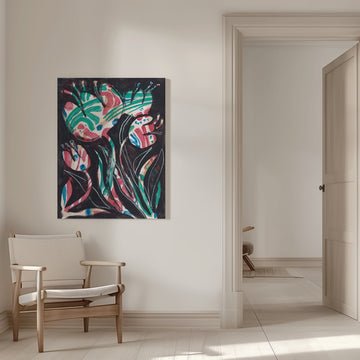 Vibrant Abstract Blooms | Canvas - Room Interior 1