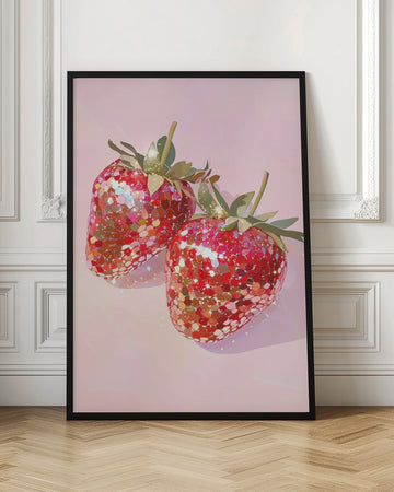 Sweet Glitter Strawberries | Poster - Room Interior 1