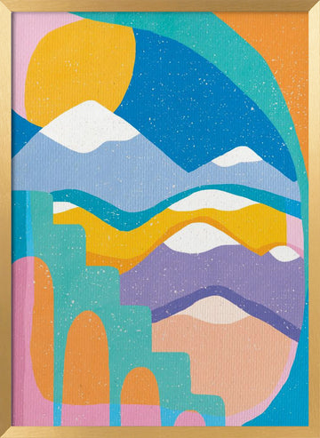 Sunny Abstract Landscape | Poster - Gold Frame Interior