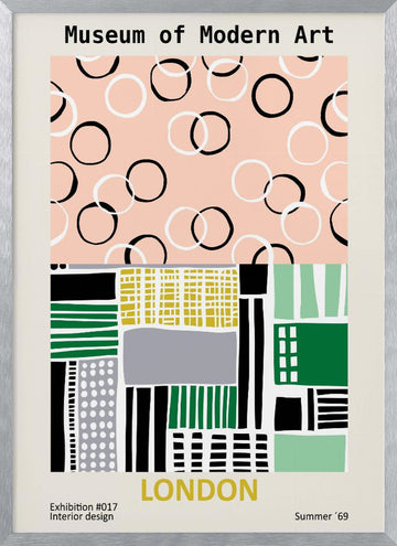 Mid Century London Abstract | Poster - Silver Frame Interior