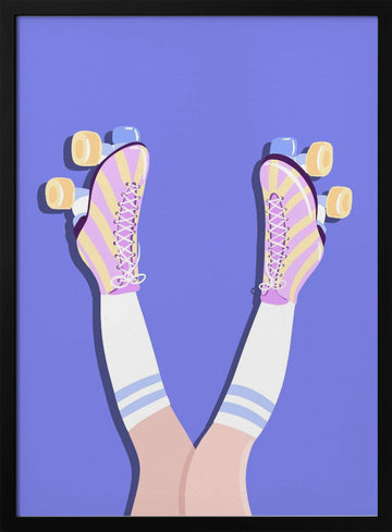 Retro Roller Skates | Poster - Black Metal Frame Interior