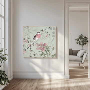 Pink Bird Cherry Blossoms | Canvas - Room Interior 1