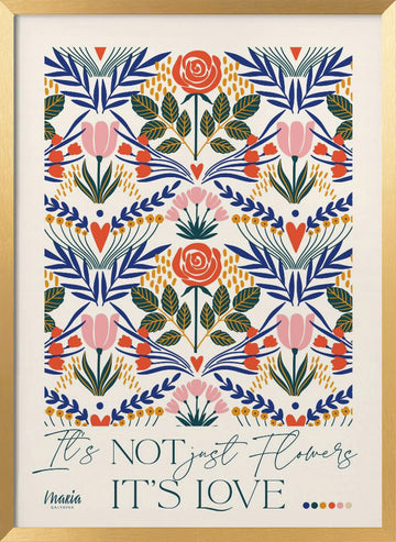 Vibrant Botanical Love | Poster - Gold Frame Interior