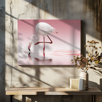 Pink Flamingo Reflection | Canvas - Room Interior 2