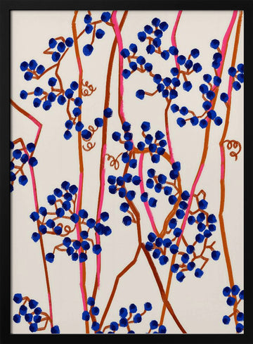 Abstract Blue Berries | Poster - Black Metal Frame Interior