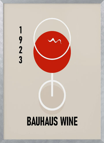 Bauhaus Wine Glass | Poster - Silver Frame Interior