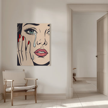 Retro Crying Woman | Canvas - Room Interior 1