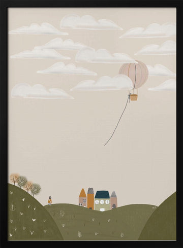 Dreamy Village Journey | Poster - Black Metal Frame Interior