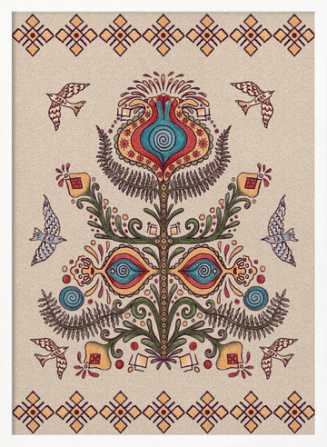 Tree of Life - Ukrainian Folktale Art | Poster - White Frame Interior