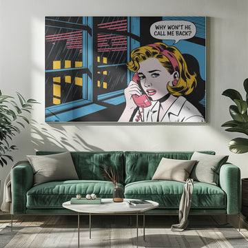 Worried Woman On Phone | Poster - Room Interior 1