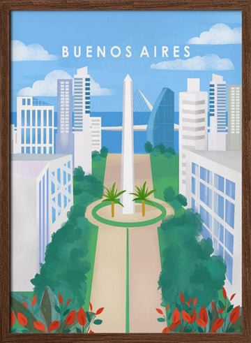 Buenos Aires | Poster - Walnut Frame Interior
