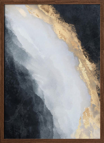 Golden Black Flow | Poster - Walnut Frame Interior