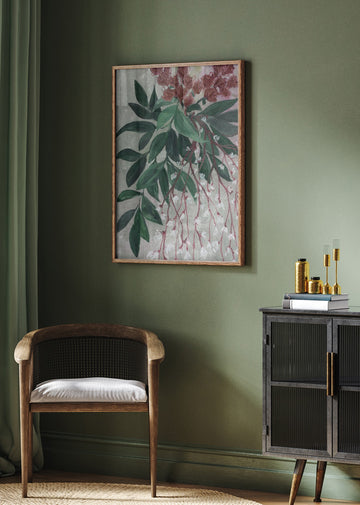 Green Leaves White Blooms | Poster - Room Interior 2