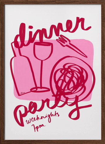 Dinner Party | Poster - Walnut Frame Interior