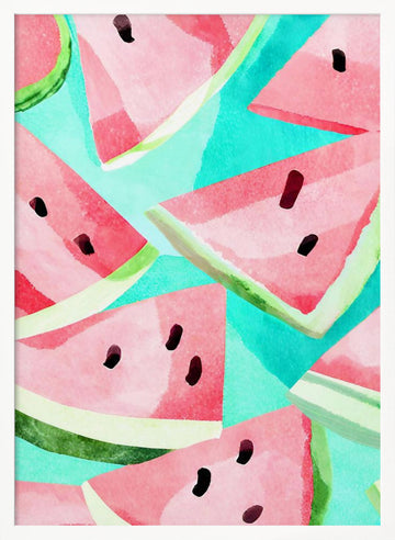 Refreshing Watermelon Pattern | Poster - White Frame Interior