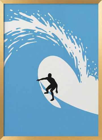 Surfer In The Tube | Poster - Gold Frame Interior
