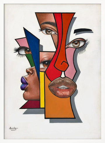 Abstract Geometric Faces | Poster - White Frame Interior