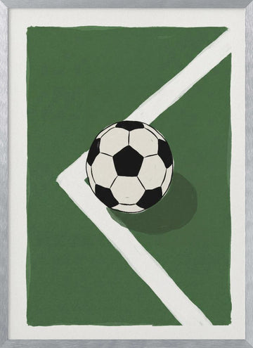 Soccer Ball Corner | Poster - Silver Frame Interior