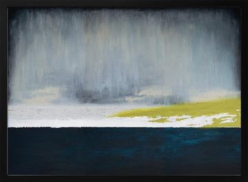 Rain Over Yellow Field | Poster - Black Metal Frame Interior