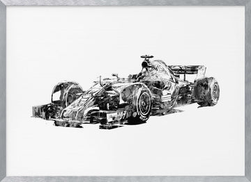 Dynamic F1 Race Car | Poster - Silver Frame Interior
