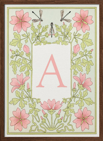 Botanical Initial A | Poster - Walnut Frame Interior