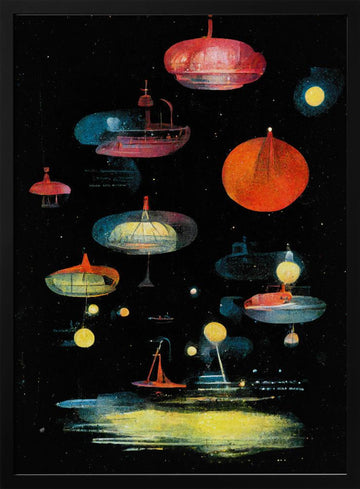 Lanterns | Poster - Black Metal Frame Interior