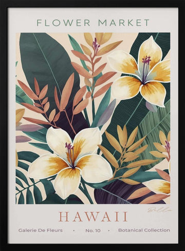 Hawaiian Tropical Flowers | Poster - Black Metal Frame Interior