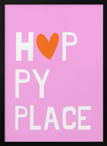 Happy Place Heart | Poster - Black Metal Frame Interior
