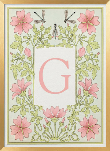 Elegant Pink Floral G | Poster - Gold Frame Interior