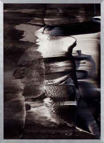 Monochrome Textures And Fluid Brushstrokes | Poster - Silver Frame Interior