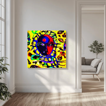 Vibrant Abstract Face | Canvas - Room Interior 1