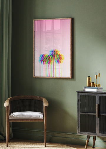Vibrant Pink Palms | Poster - Room Interior 2