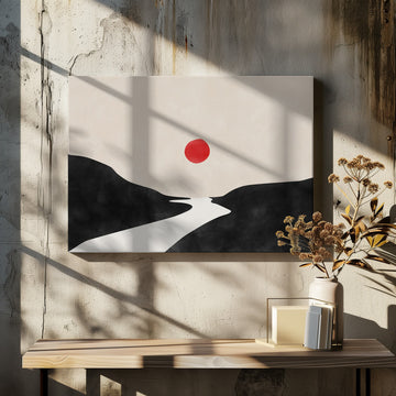 Red Sun Zen Landscape | Canvas - Room Interior 2