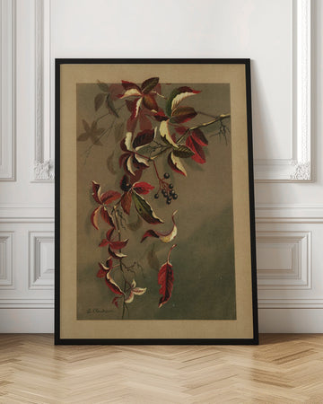 Autumn Leaves With Black Berries | Poster - Room Interior 1