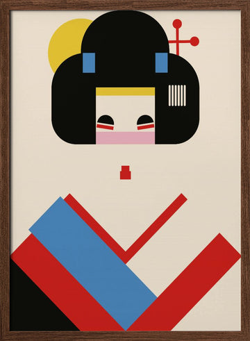 Colorful Geometric Woman | Poster - Walnut Frame Interior