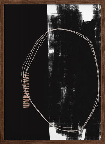 Abstract Black And White Artwork | Poster - Walnut Frame Interior