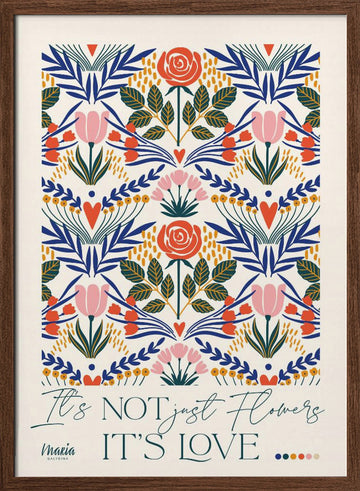 Vibrant Botanical Love | Poster - Walnut Frame Interior