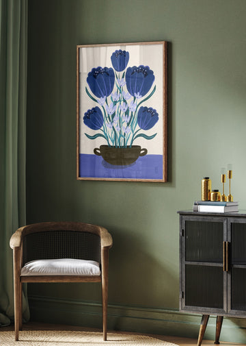 Blue Floral Arrangement | Poster - Room Interior 2