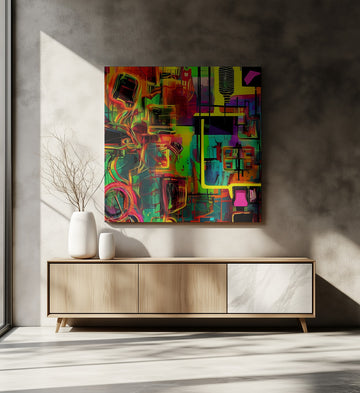 Vibrant Abstract Geometry | Canvas - Room Interior 2