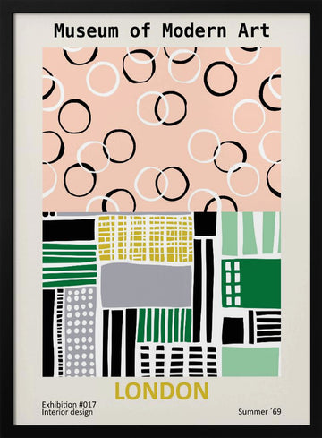 Mid Century London Abstract | Poster - Black Metal Frame Interior