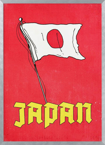 Japan Grunge Flag | Poster - Silver Frame Interior