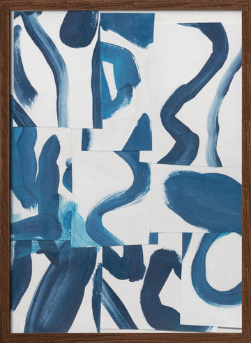 Dynamic Blue Abstract | Poster - Walnut Frame Interior