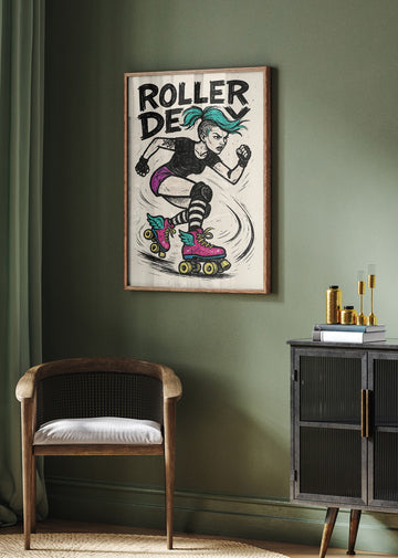 Rebel Roller Skater | Poster - Room Interior 2