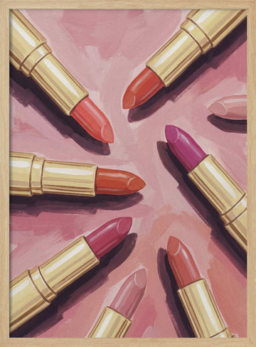Vibrant Pink Lipsticks | Poster - Wood Frame Interior