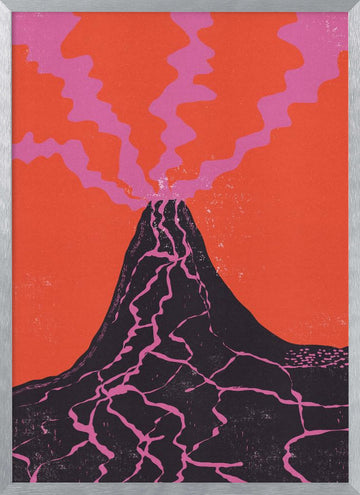 Vibrant Volcano Eruption | Poster - Silver Frame Interior