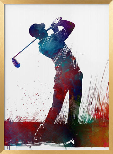 Vibrant Golf Swing | Poster - Gold Frame Interior
