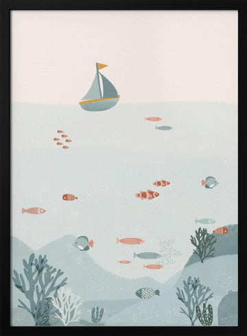 Whimsical Ocean Life | Poster - Black Metal Frame Interior