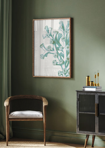 Serene Teal Coral | Poster - Room Interior 2