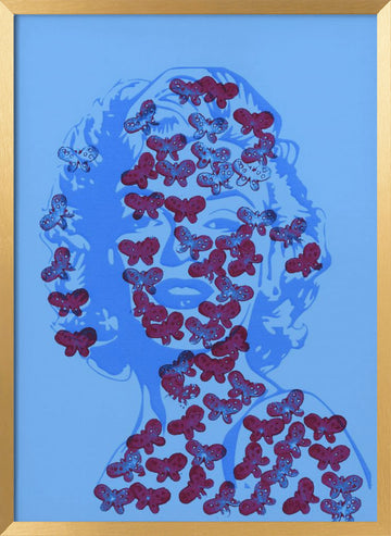 Blue Marilyn Butterflies | Poster - Gold Frame Interior