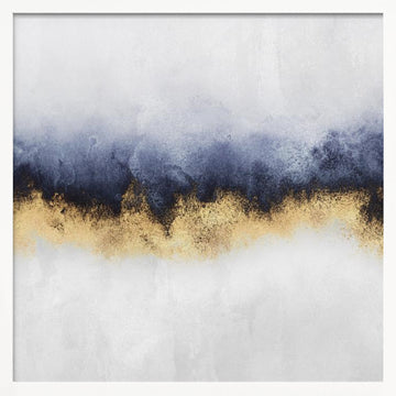 Modern Gold Blue Abstract | Poster - White Frame Interior
